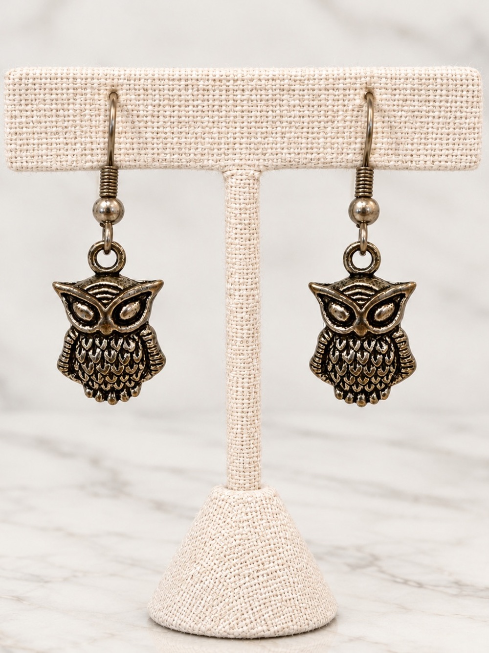 Owl Dangle Earrings Silver Vintage Style Boho Jewelry
